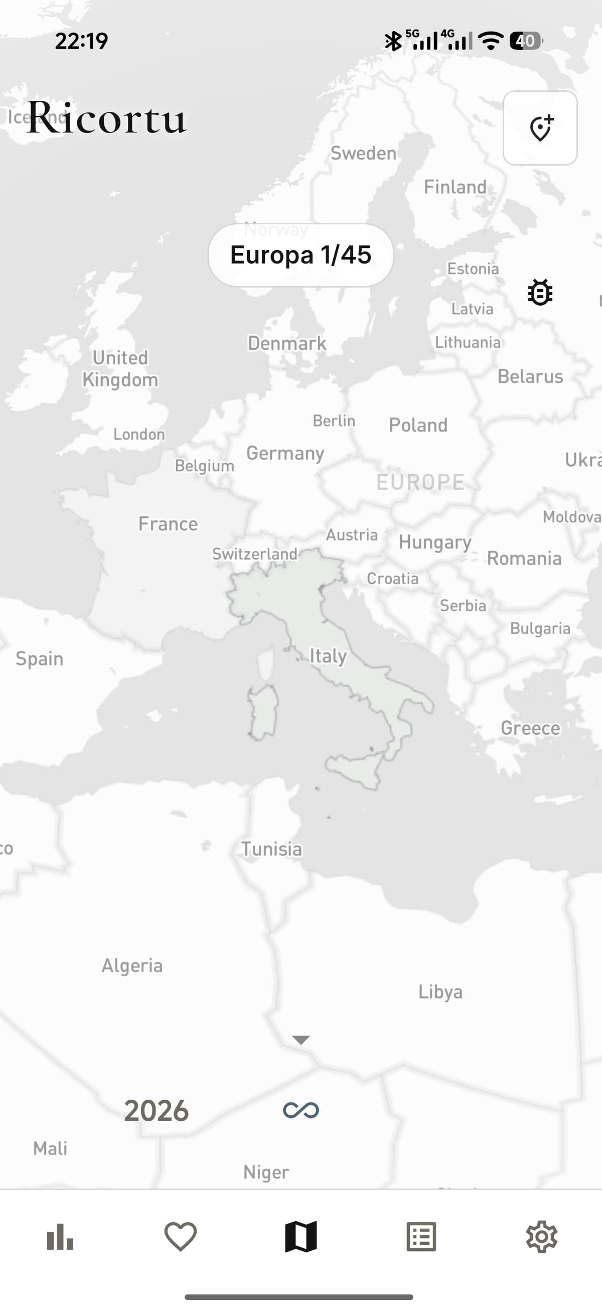 RICORTU country map showing Italy and a Europe country count.